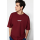 Trendyol Burgundy Oversize/Wide-Fit 100% Cotton Minimal Text Printed T-Shirt