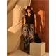 Sinsay - Pantalone wide leg sa apstraktnim dezenom - crno