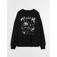 Sinsay - Crewneck bluza sa printom i mašnama - crno
