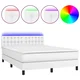 Vidaxl Box spring postelja z vzmetnico LED bela 140x190cm umetno usnje