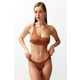 Trendyol Brown Gathered Brazilian Bikini Bottom