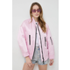 Bomber jakna Pinko za žene, boja: ružičasta, za prijelazno razdoblje, oversize