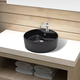 vidaXL Crni okrugli keramički umivaonik sa zaštitom od prelijevanja