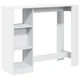 Vidaxl Barska miza s polico bela 124x46x103,5 cm inž. les
