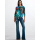 Desigual Pulover modra/cijansko modra/rjava/smaragd