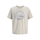 JACK & JONES Majica ecru/temno modra/bela
