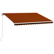 Ročno zložljiva tenda 450x300 cm oranžna in rjava