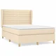 Vidaxl Box spring postelja z vzmetnico krem 140x200 cm blago