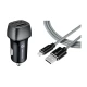 Tactical avtopolnilec 2x USB-A QC 24W 3A s kablom Ligntning LICENČNI POLNILEC- siv