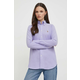 Pamučna košulja Polo Ralph Lauren za žene, boja: ljubičasta, regular, s klasičnim ovratnikom