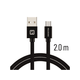 SWISSTEN kabel USB/microUSB, platneni, 2m, crni
