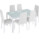 Komplet jedilne mize in stolov Brandenburg 6+1 - Bela/belatectake
