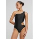 Womens Asymmetrical Cut Out Swimsuit - Black