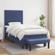 Vidaxl Box spring postelja z vzmetnico moder 90x190 cm blago