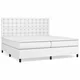 Vidaxl Box spring postelja z vzmetnico bela 200x200 cm umetno usnje
