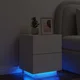 Vidaxl vidaXL Nočna omarica z LED, bela, material na osnovi lesa