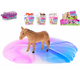 Konj Prijatelji masa v skodelici z obeskom konja - mešanica barv (roza-zelena, roza-bela, modro-bela)