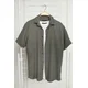 Trendyol Khaki Regular Fit Short Sleeve Textured Knitted Shirt
