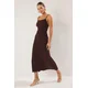 Trendyol Brown Strapless Backless A-line/Flare Stretchy Maxi Knit Dress