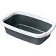 PETMAX Pravougaoni toalet za mačke 58.5x38.5x16cm sivi