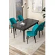 Hanah Home Set Trpezarijski sto i 4 stolice Arp, Tirkizno-crni