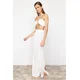 Trendyol Ecru Woven Slit Trousers