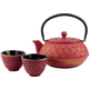 Čajnik in šalčke za čaj v setu SHANGHAI, 3 kosi, 600 ml, rdeča, Bredemeijer