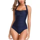 XTBFOOJ Ženske kopalke – Enodelne in dvodelne opcije s trebušnim učinkom - Navy blue kopalke, M
