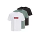 JACK & JONES Majica JORNORREBRO zelena / temno rdeča / črna / bela