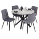 Homestyle4U Jedilni komplet, okrogla miza s 4 oblazinjenimi stoli, 110x76,5x2 cm, siva