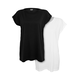 Womens T-shirt with extended shoulder 2-pack black/white