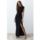 Trendyol Black Padded Woven Long Elegant Evening Dress