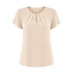 REGINA FASHION Bluza Short Sleeve Blouse with Pleated Neckline bež