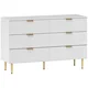 HOMCOM Predalnik spalnica 6 predalov, komoda spalnica rebrasti moderno z ročaji in 5 pozlačenih nog, predalnik prihranek prostora za hodnik dnevna soba vhod, 120x40x76.5cm, bela