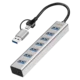 shumee LogiLink USB 3.0 Hub 7 Ports USB-A 2-in-1 Cable USB-A/USB-C 5 Gb/s Silver