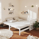 Den Izvlečna dnevna postelja bela trdna borovina 2x(90x200) cm