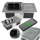 shumee Vgradna vtičnica, zložljiva v pult, 2X USB, 2X induktivni polnilnik 230V, ALU