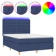 Vidaxl Box spring postelja z vzmetnico LED modra 140x200 cm blago
