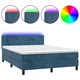 Vidaxl Box spring postelja z vzmetnico LED temno modra 140x190cm žamet