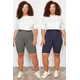 Trendyol Curve Navy Blue - Khaki 2-Pack Biker Knitted Leggings