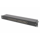 CAT 6, Class E patch panel, shielded, 16-port RJ45, 8P8C, LSA, 1U, rack mount, black, 482x44x109