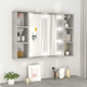 Greatstore Omarica z ogledalom in LED lučkami betonsko siva 76x15x55 cm