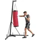 SPORTNOW Boksarska vreča z nosilcem za odrasle, nastavljiva višina 185-231 cm, boksarski nosilec s trikotno osnovo, vreča iz platna, palice za uteži 2.5 cm, za vadbo fitnes telovadnica doma, rdeča