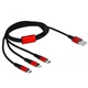 Kabel DELOCK, USB na 8-portni Lightning priključek, Micro USB in USB-C, 1m, črn/rdeč