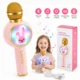 Karaoke mikrofon Bluetooth za otroke – brezžični mikrofon z zvočnikom, RGB LED, USB-C, roza