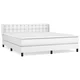 Vidaxl Box spring postelja z vzmetnico bela 180x200 cm umetno usnje