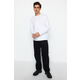 Trendyol White Basic Regular/Real Fit Crew Neck Long Sleeve 100% Cotton T-Shirt