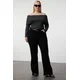 Trendyol Curve Black Lurex Corded Carmen Collar Knitwear Blouse