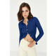 Trendyol Navy Blue Polo ovratnik Pletenine Cardigan