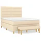 Vidaxl Box spring postelja z vzmetnico krem 140x200 cm blago